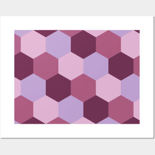 Pink and purple shades, hexagon geometric pattern Posters and Art